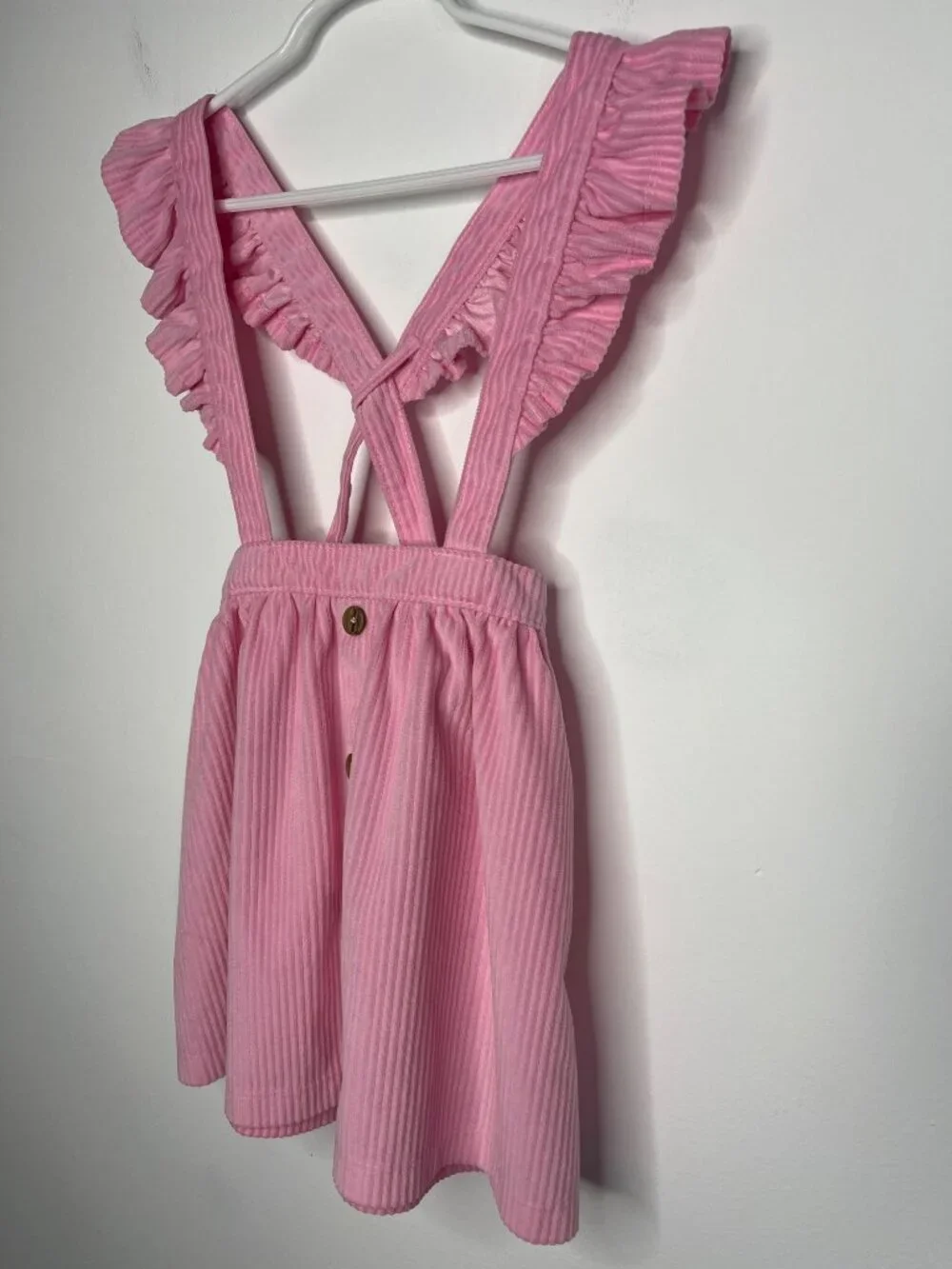 Wonder Nation Girls 5T Pink Corduroy Jumper Dress Ruffle Strap Button Front